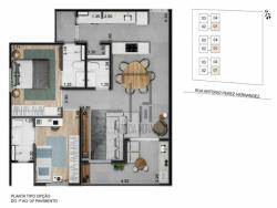 Planta de 75 m² living extendido