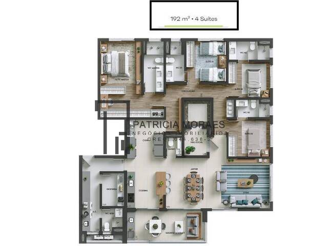 Planta 19242m² - 4 suítes 3 vagas