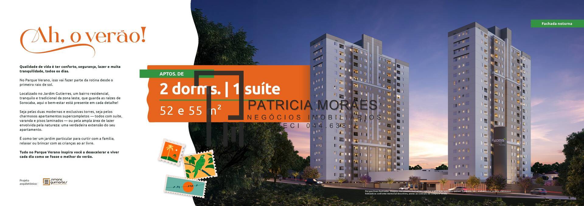 Parque Verano: Apartamento 54,93m², 2 dormit 1 suíte, Zona Leste