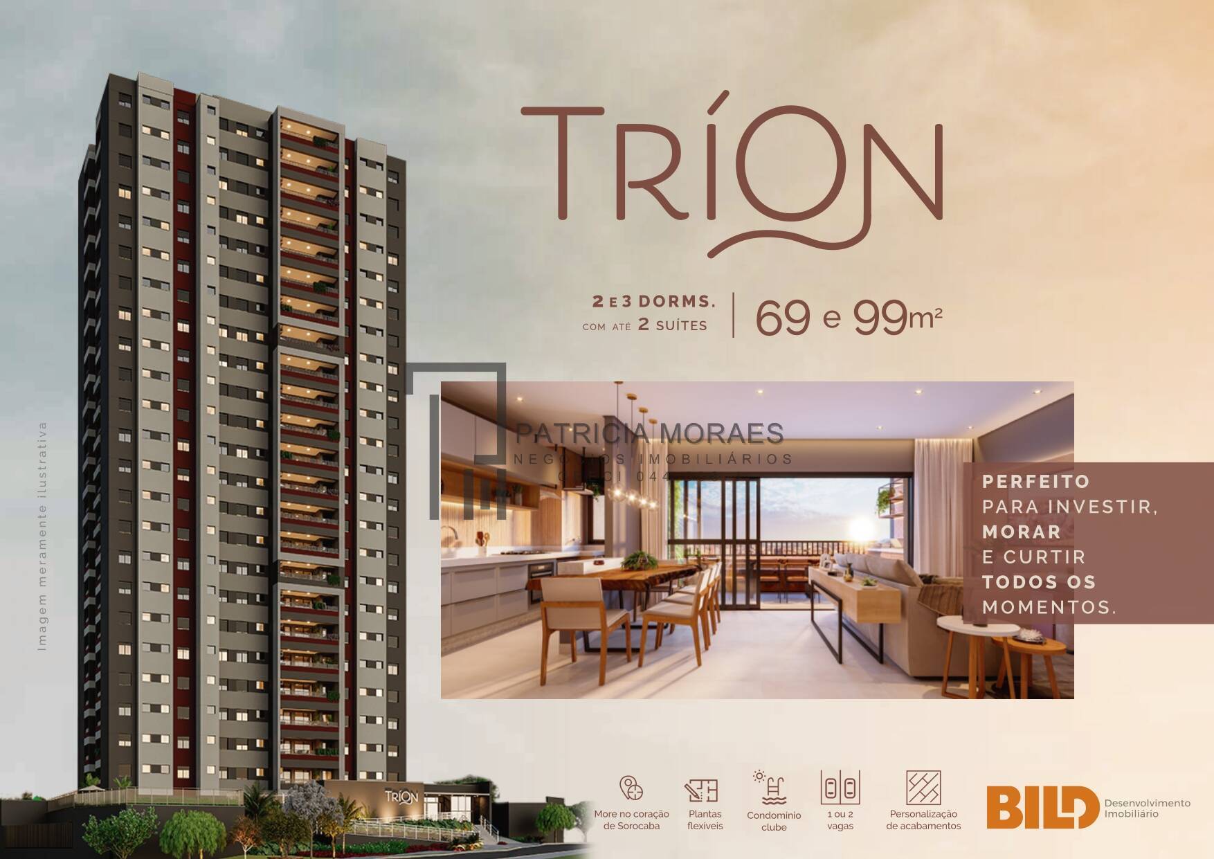 Tríon Jardim Paulistano para morar ou investir: planta 99,92m² até 2 suítes